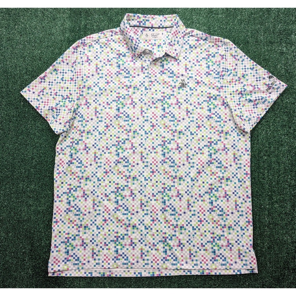 Original Penguin Men's Golf Polo Shirt XL Multicolor Pixel Performance Stretch